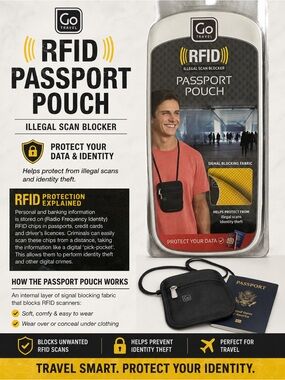 RFID Blocking Passport Pouch Travel Neck Wallet Anti-Theft Secure